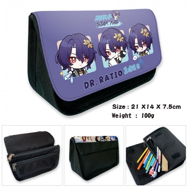 Honkai: Star Rail Anime Velcro canvas zipper pencil case Pencil Bag 21×14×7.5cm