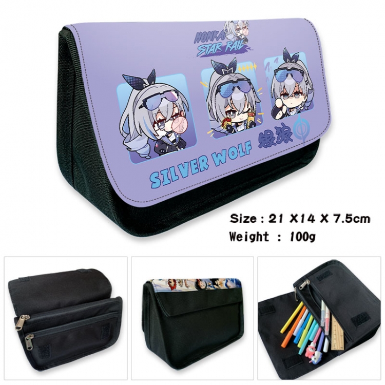 Honkai: Star Rail Anime Velcro canvas zipper pencil case Pencil Bag 21×14×7.5cm