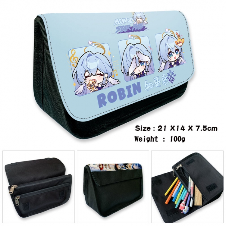 Honkai: Star Rail Anime Velcro canvas zipper pencil case Pencil Bag 21×14×7.5cm