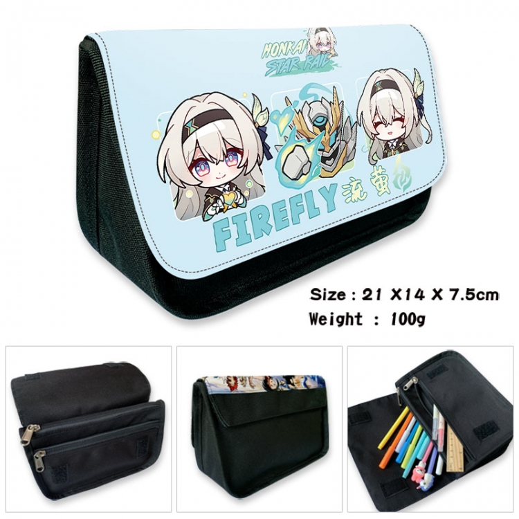 Honkai: Star Rail Anime Velcro canvas zipper pencil case Pencil Bag 21×14×7.5cm