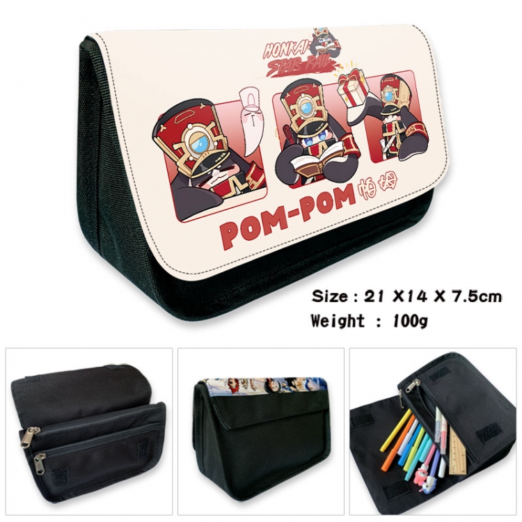 Honkai: Star Rail Anime Velcro canvas zipper pencil case Pencil Bag 21×14×7.5cm