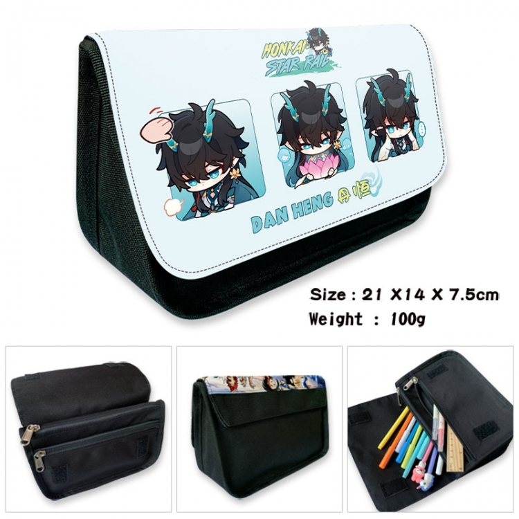 Honkai: Star Rail Anime Velcro canvas zipper pencil case Pencil Bag 21×14×7.5cm