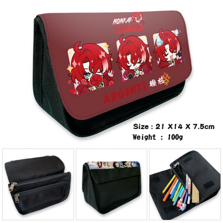 Honkai: Star Rail Anime Velcro canvas zipper pencil case Pencil Bag 21×14×7.5cm