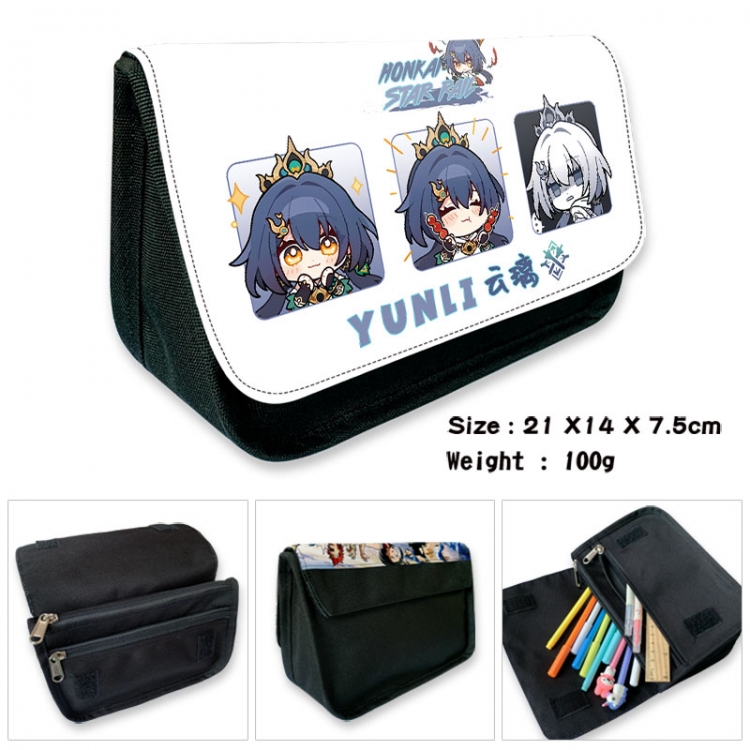 Honkai: Star Rail Anime Velcro canvas zipper pencil case Pencil Bag 21×14×7.5cm