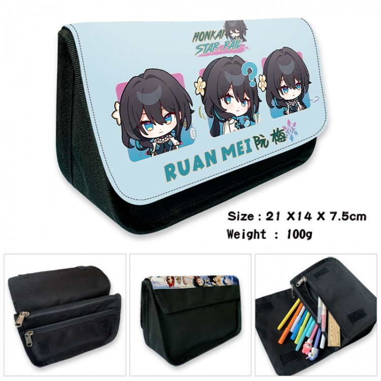 Honkai: Star Rail Anime Velcro canvas zipper pencil case Pencil Bag 21×14×7.5cm