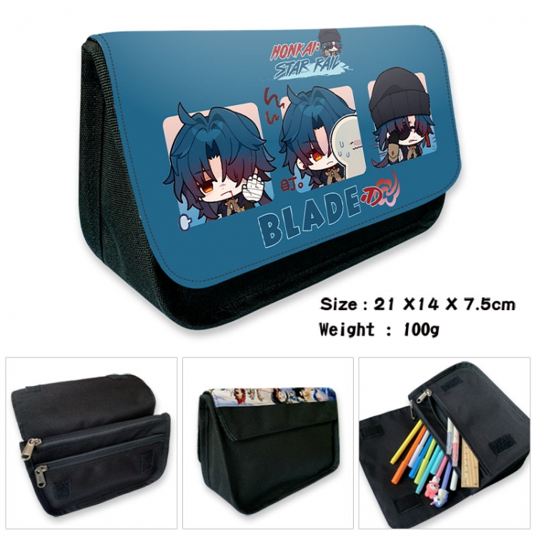 Honkai: Star Rail Anime Velcro canvas zipper pencil case Pencil Bag 21×14×7.5cm