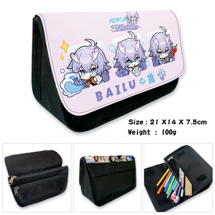 Honkai: Star Rail Anime Velcro canvas zipper pencil case Pencil Bag 21×14×7.5cm