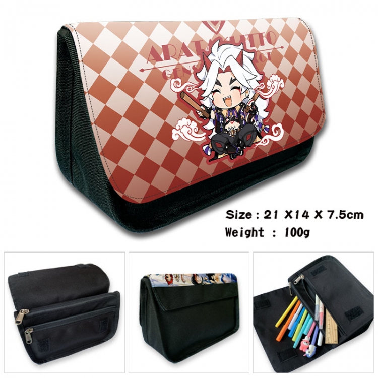 Genshin Impact Anime Velcro canvas zipper pencil case Pencil Bag 21×14×7.5cm