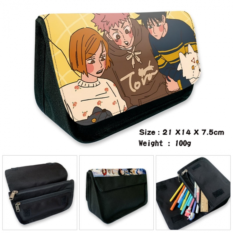 Jujutsu Kaisen Anime Velcro canvas zipper pencil case Pencil Bag 21×14×7.5cm