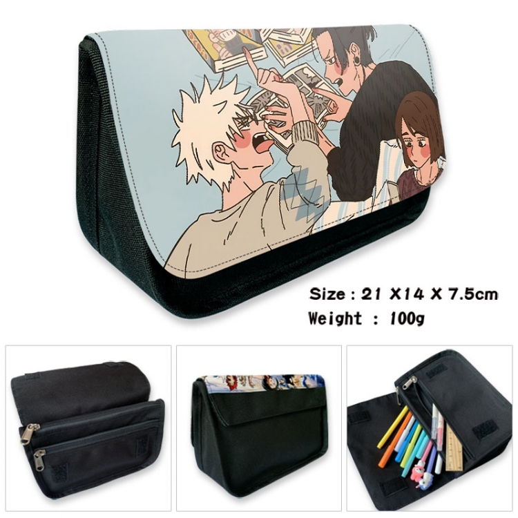 Jujutsu Kaisen Anime Velcro canvas zipper pencil case Pencil Bag 21×14×7.5cm