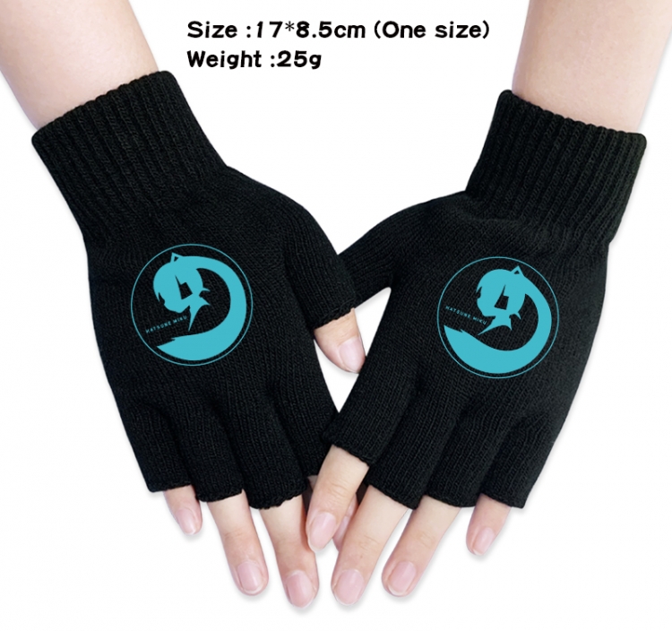 Hatsune Miku Anime knitted half finger gloves 17x8.5cm