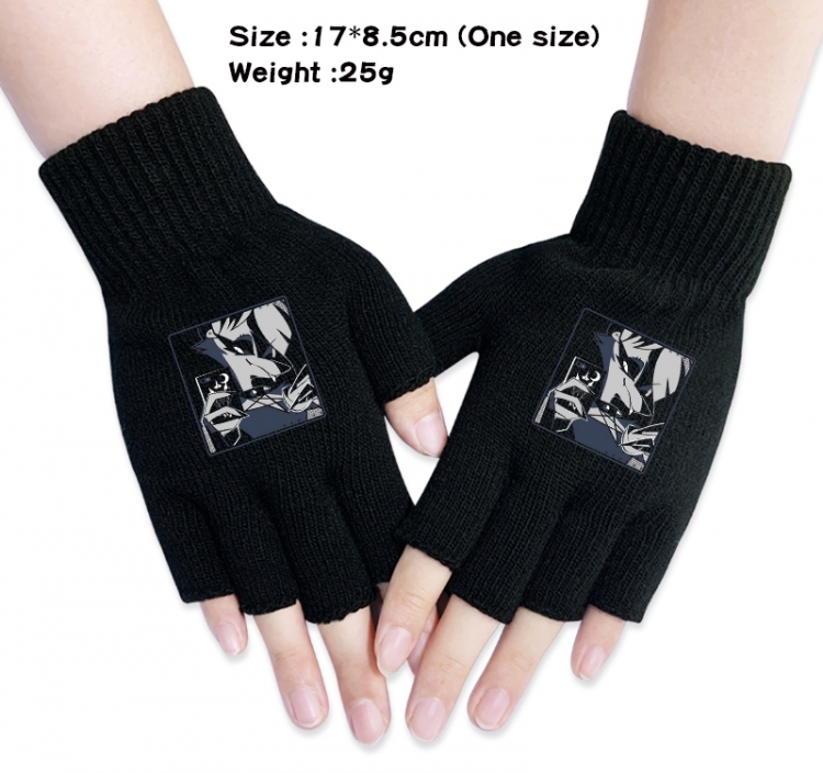 Hazbin Hotel Anime knitted half finger gloves 17x8.5cm