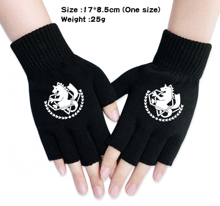 Fullmetal Alchemist Anime knitted half finger gloves 17x8.5cm