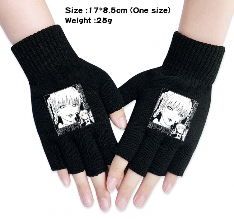 Kakegurui Anime knitted half finger gloves 17x8.5cm