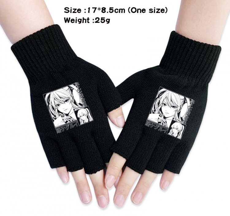 Kakegurui Anime knitted half finger gloves 17x8.5cm