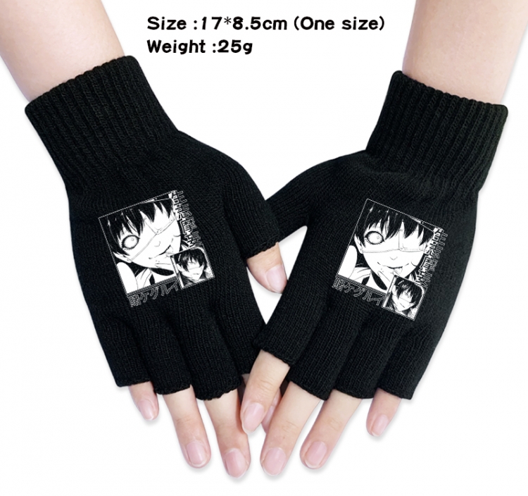 Kakegurui Anime knitted half finger gloves 17x8.5cm