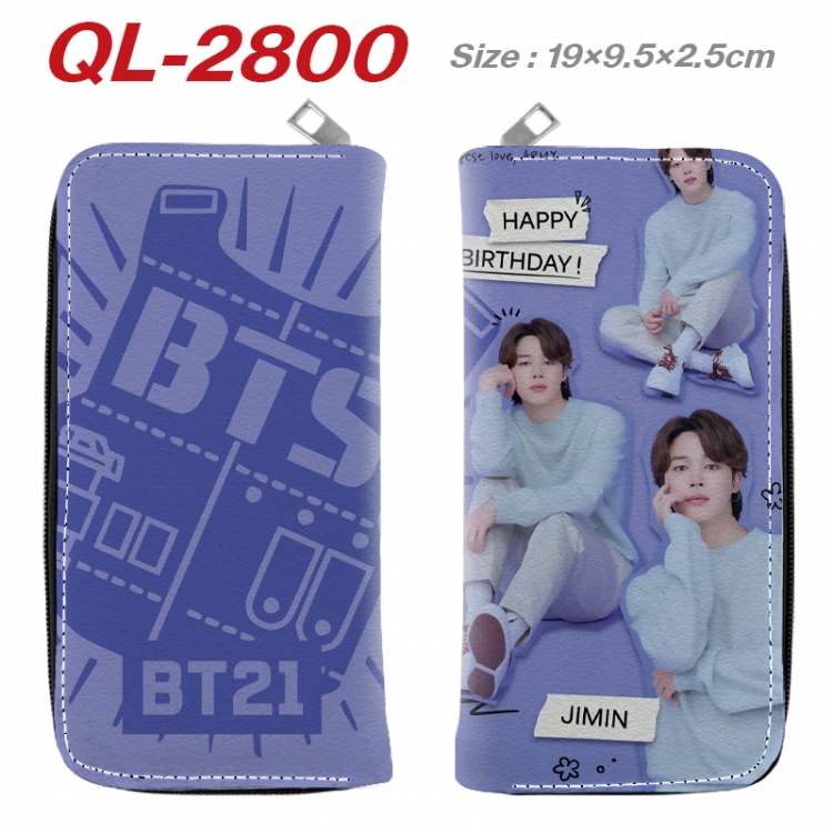 BTS Anime peripheral PU leather full-color long zippered wallet 19.5x9.5x2.5cm  QL-2800