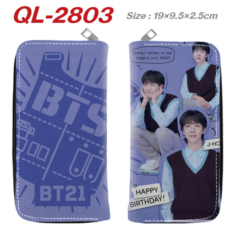 BTS Anime peripheral PU leather full-color long zippered wallet 19.5x9.5x2.5cm  QL-2803