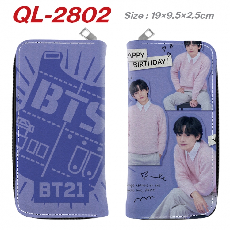 BTS Anime peripheral PU leather full-color long zippered wallet 19.5x9.5x2.5cm QL-2802