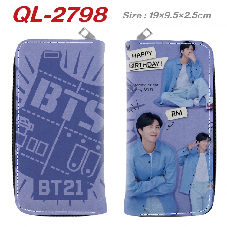 BTS Anime peripheral PU leather full-color long zippered wallet 19.5x9.5x2.5cm QL-2798