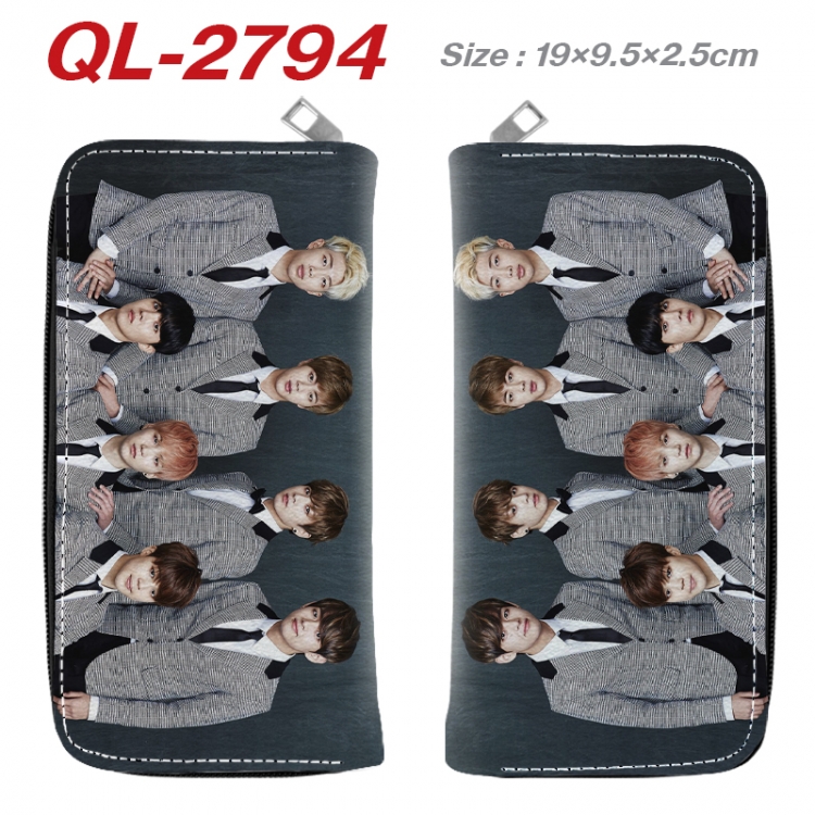 BTS Anime peripheral PU leather full-color long zippered wallet 19.5x9.5x2.5cm QL-2794