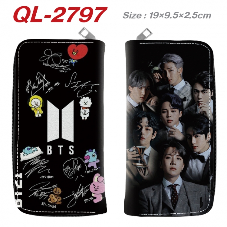 BTS Anime peripheral PU leather full-color long zippered wallet 19.5x9.5x2.5cm QL-2797