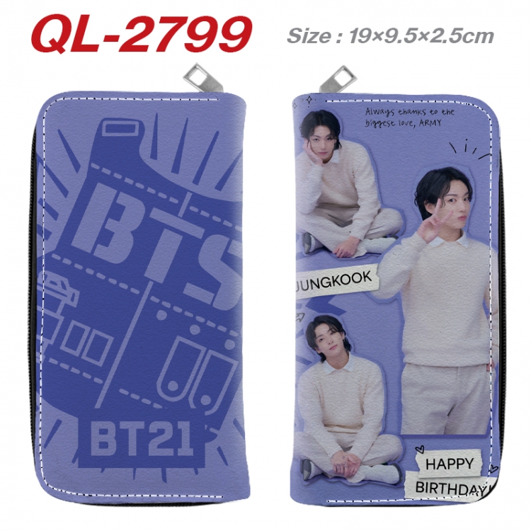 BTS Anime peripheral PU leather full-color long zippered wallet 19.5x9.5x2.5cm QL-2799