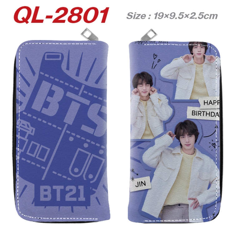 BTS Anime peripheral PU leather full-color long zippered wallet 19.5x9.5x2.5cm  QL-2801