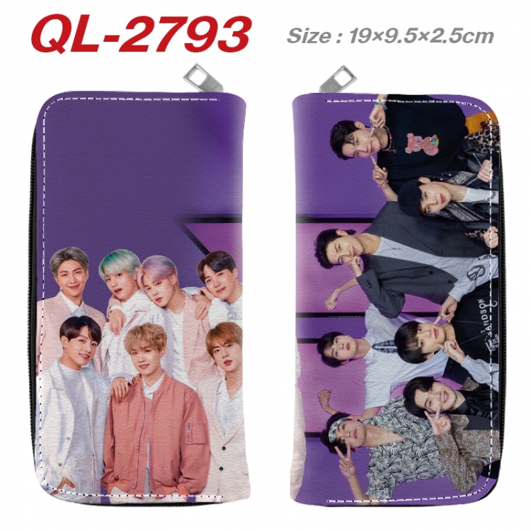 BTS Anime peripheral PU leather full-color long zippered wallet 19.5x9.5x2.5cm QL-2793