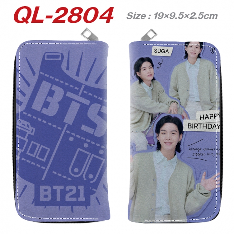 BTS Anime peripheral PU leather full-color long zippered wallet 19.5x9.5x2.5cm QL-2804