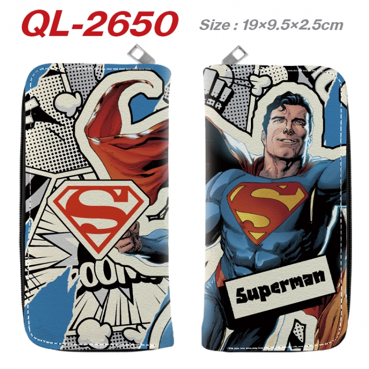 superhero Anime peripheral PU leather full-color long zippered wallet 19.5x9.5x2.5cm  QL-2650