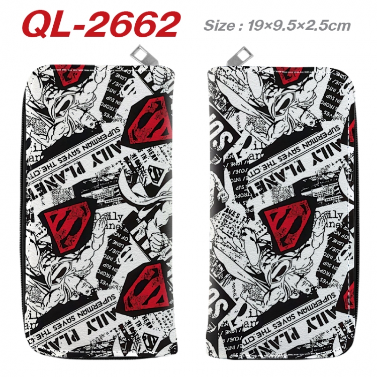 superhero Anime peripheral PU leather full-color long zippered wallet 19.5x9.5x2.5cm QL-2662