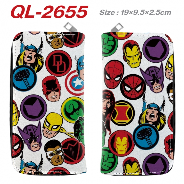 superhero Anime peripheral PU leather full-color long zippered wallet 19.5x9.5x2.5cm QL-2655