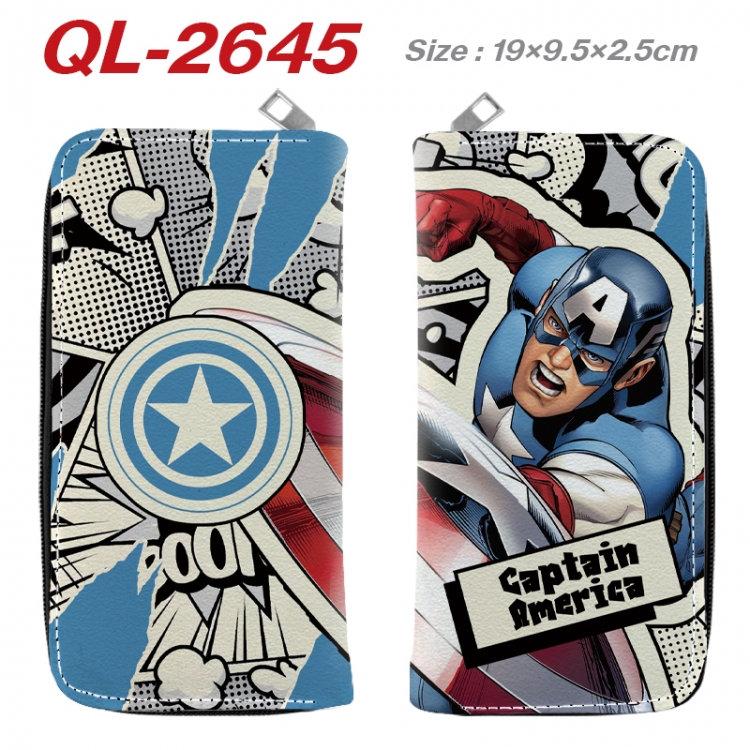 superhero Anime peripheral PU leather full-color long zippered wallet 19.5x9.5x2.5cm  QL-2645