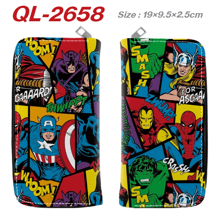 superhero Anime peripheral PU leather full-color long zippered wallet 19.5x9.5x2.5cm  QL-2658