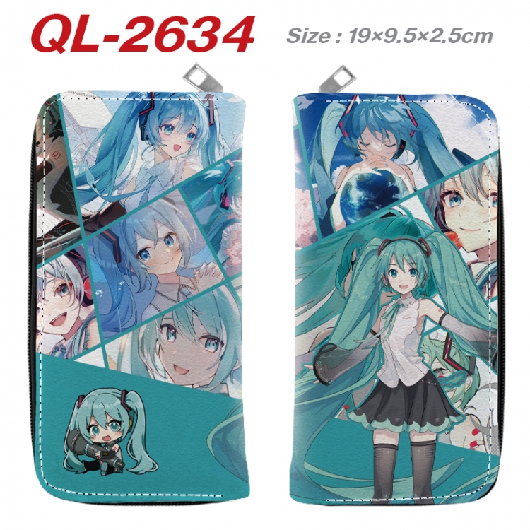 Hatsune Miku Anime peripheral PU leather full-color long zippered wallet 19.5x9.5x2.5cm QL-2634