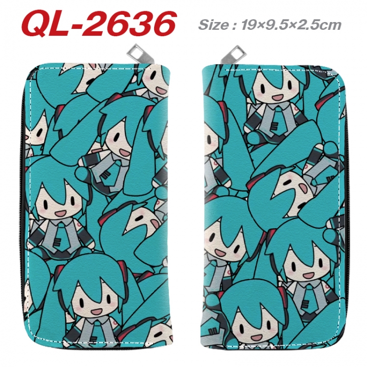 Hatsune Miku Anime peripheral PU leather full-color long zippered wallet 19.5x9.5x2.5cm QL-2636