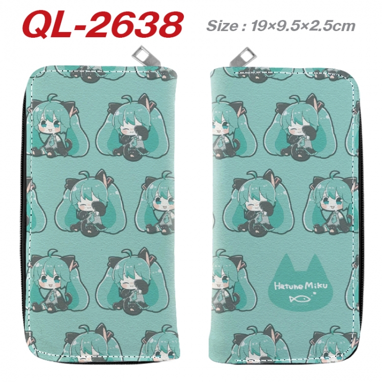 Hatsune Miku Anime peripheral PU leather full-color long zippered wallet 19.5x9.5x2.5cm  QL-2638