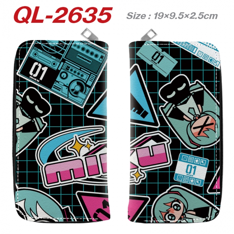 Hatsune Miku Anime peripheral PU leather full-color long zippered wallet 19.5x9.5x2.5cm QL-2635