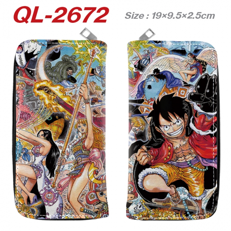 One Piece Anime peripheral PU leather full-color long zippered wallet 19.5x9.5x2.5cm QL-2672