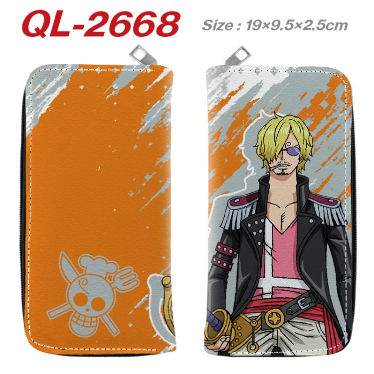 One Piece Anime peripheral PU leather full-color long zippered wallet 19.5x9.5x2.5cm QL-2668