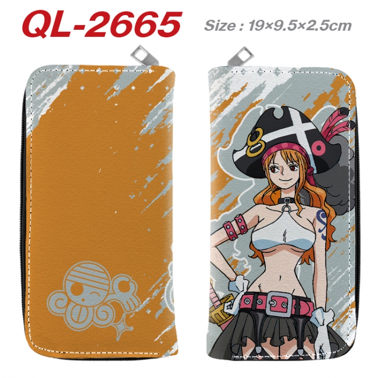 One Piece Anime peripheral PU leather full-color long zippered wallet 19.5x9.5x2.5cm QL-2665