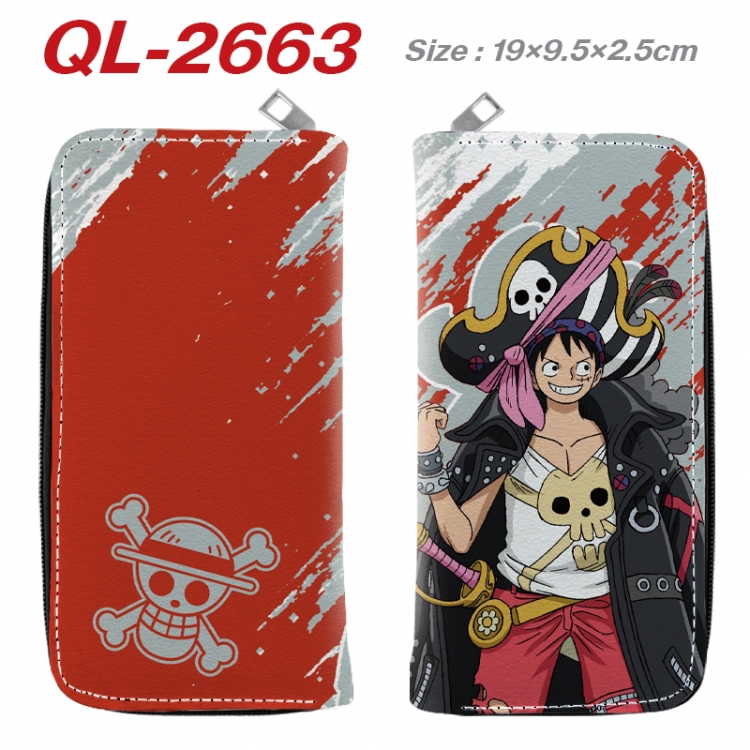 One Piece Anime peripheral PU leather full-color long zippered wallet 19.5x9.5x2.5cm QL-2663