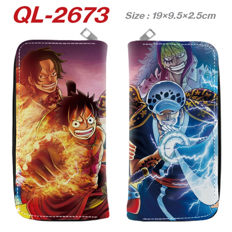 One Piece Anime peripheral PU leather full-color long zippered wallet 19.5x9.5x2.5cm QL-2673