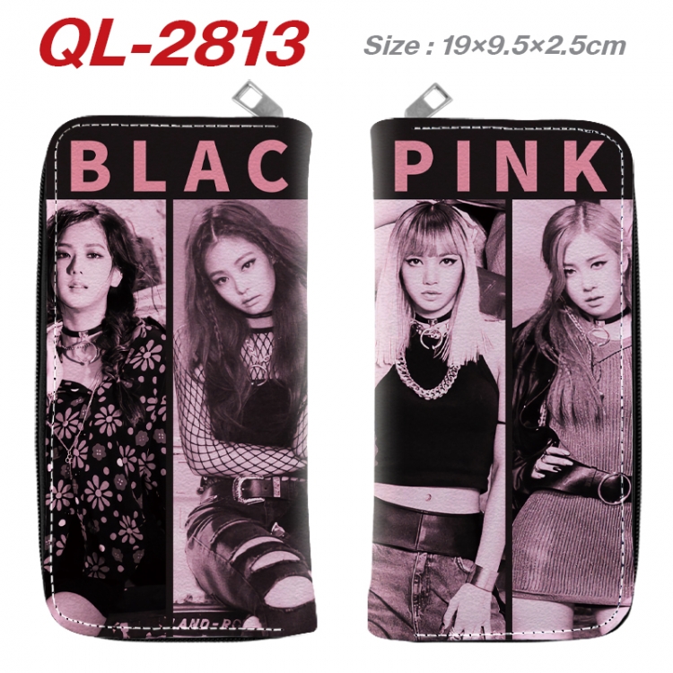 BLACK PINK Anime peripheral PU leather full-color long zippered wallet 19.5x9.5x2.5cm QL-2813