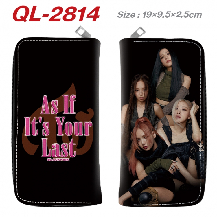 BLACK PINK Anime peripheral PU leather full-color long zippered wallet 19.5x9.5x2.5cm QL-2814