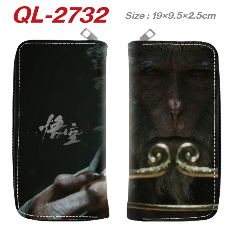 Black Myth Anime peripheral PU leather full-color long zippered wallet 19.5x9.5x2.5cm QL-2732