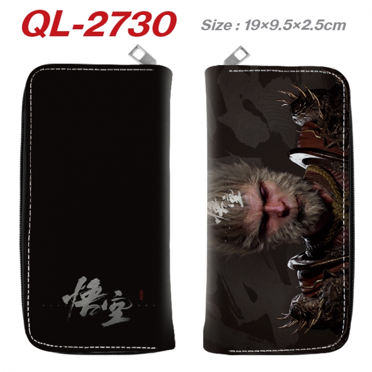 Black Myth Anime peripheral PU leather full-color long zippered wallet 19.5x9.5x2.5cm QL-2730