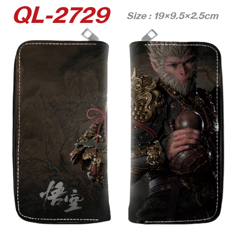 Black Myth Anime peripheral PU leather full-color long zippered wallet 19.5x9.5x2.5cm QL-2729