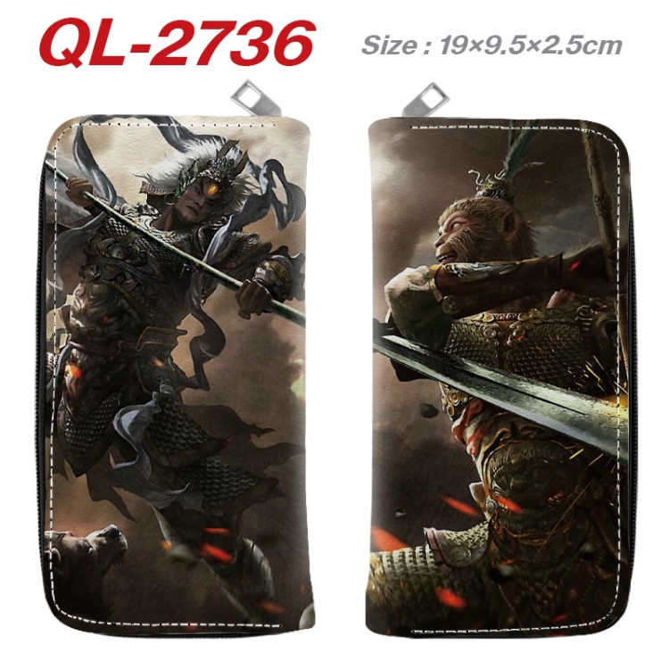 Black Myth Anime peripheral PU leather full-color long zippered wallet 19.5x9.5x2.5cm QL-2736